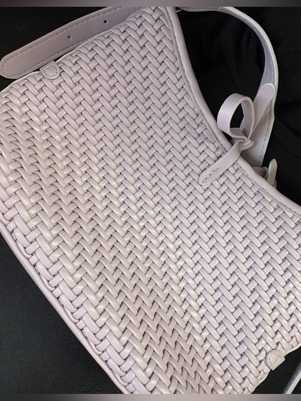 NWOT! Bottega Veneta Inspired Woven Vegan Leather Bag, LILAC - Picture 2 of 10